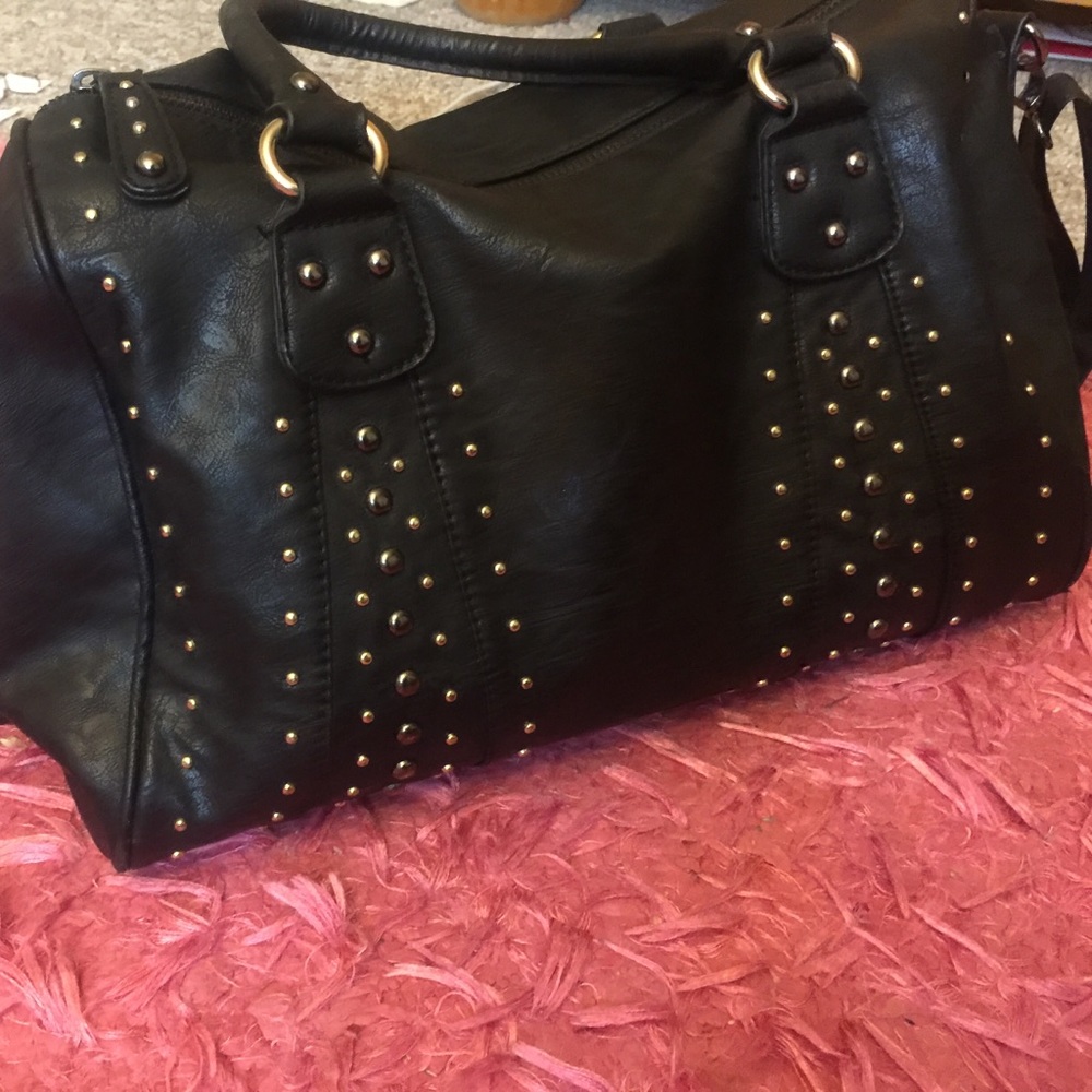 Matt black studded bag