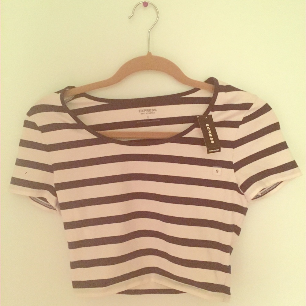 Black and White Striped Crop