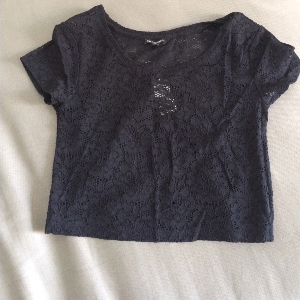Black lace crop top