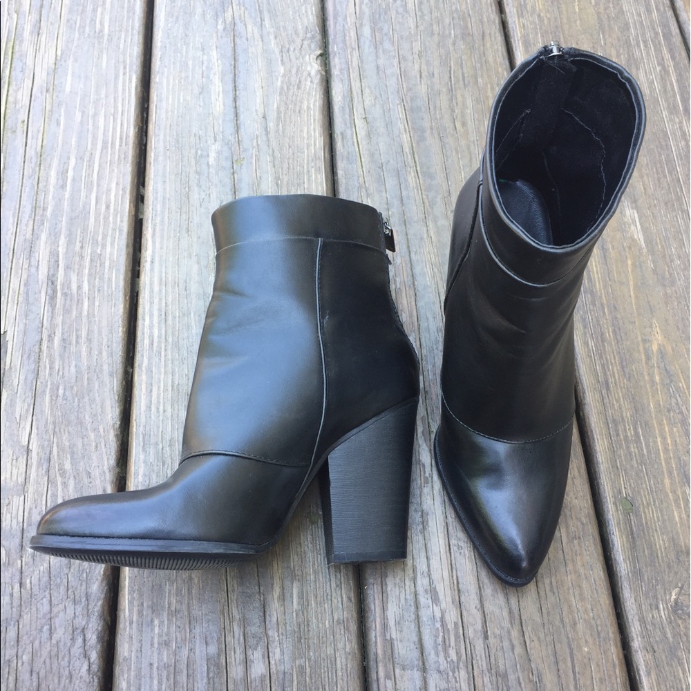 A + by Aldo Heeled Black Booties