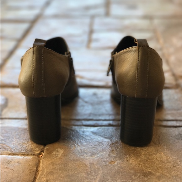 Distressed Olive Leather Mary Jane Ankle Bootie - Picture 5 of 7