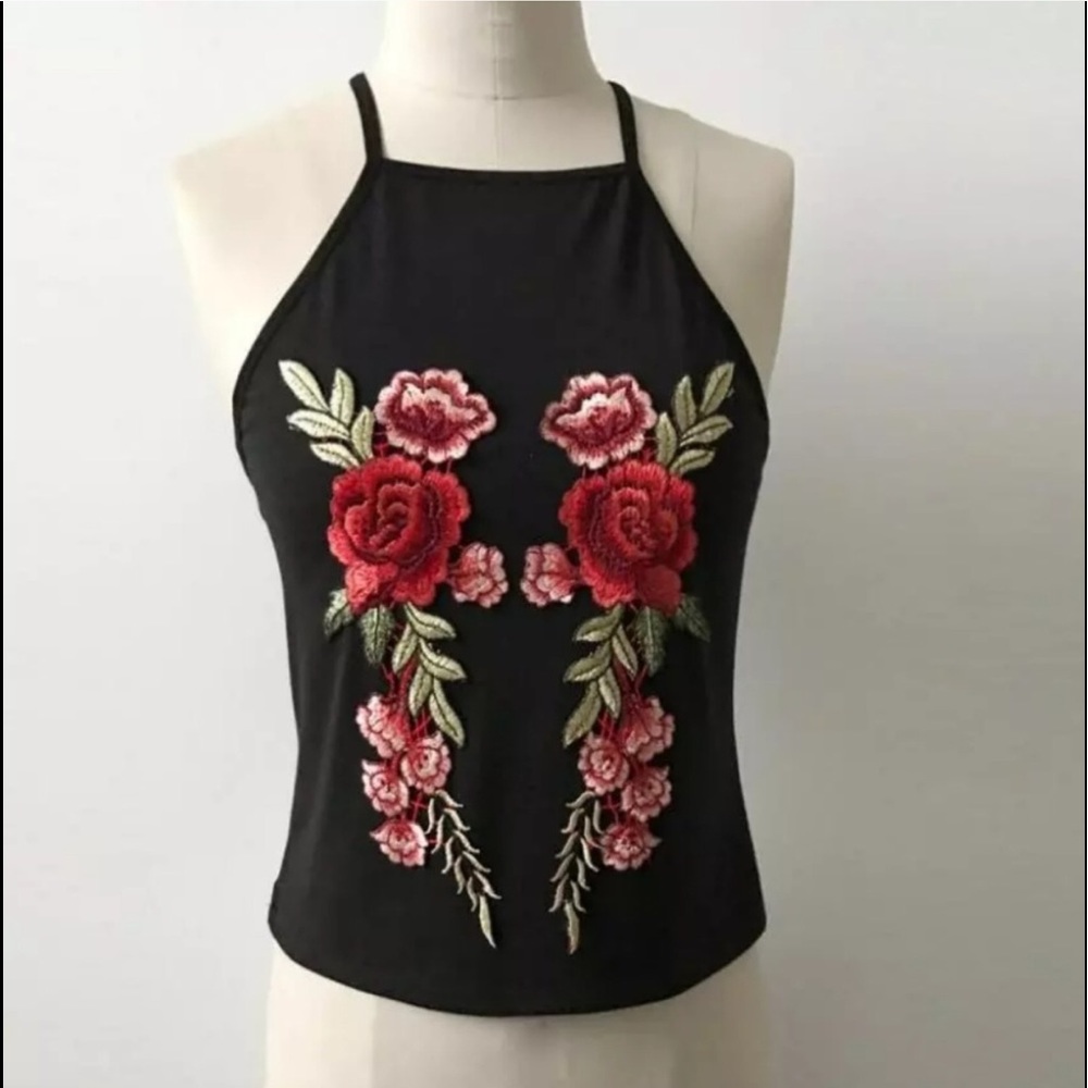 🌹La Vie en Rose • Embroidered Floral Tank Top - Picture 4 of 5