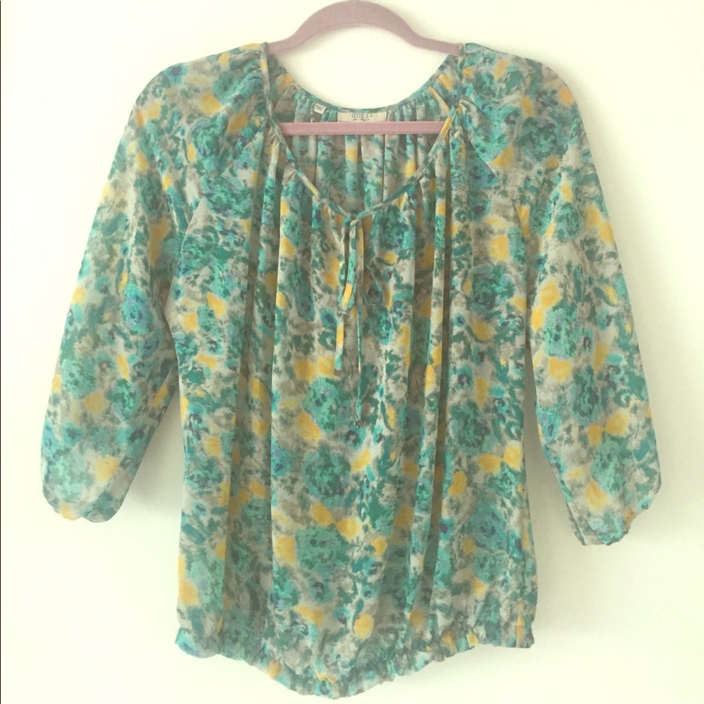 Sheer flow floral top by guess