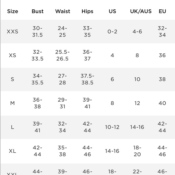 Uk Leggings Size Chart