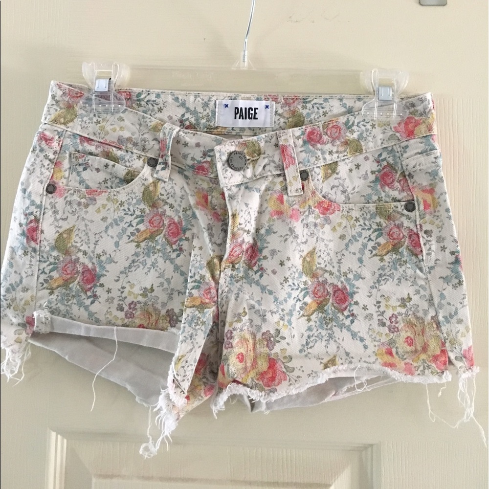 Paige floral jean shorts