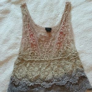 See-through crochet tank