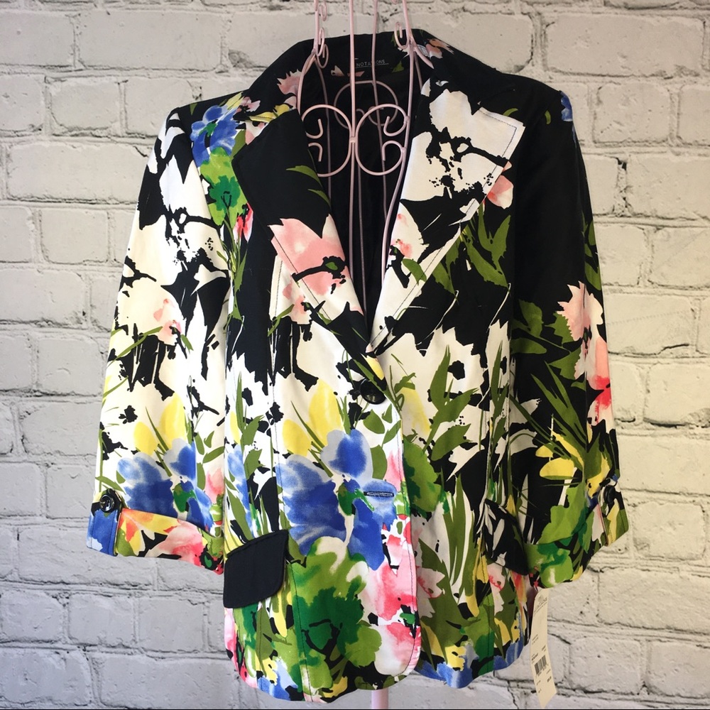 Notations Floral Black  blazer new w/ defect Large