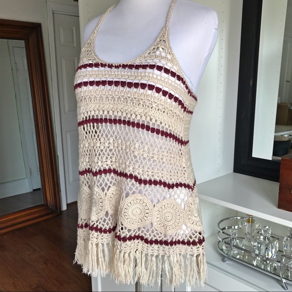 Free People Tops - FREE PEOPLE boho crochet fringe tank