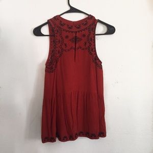 Orange Embroidered Top