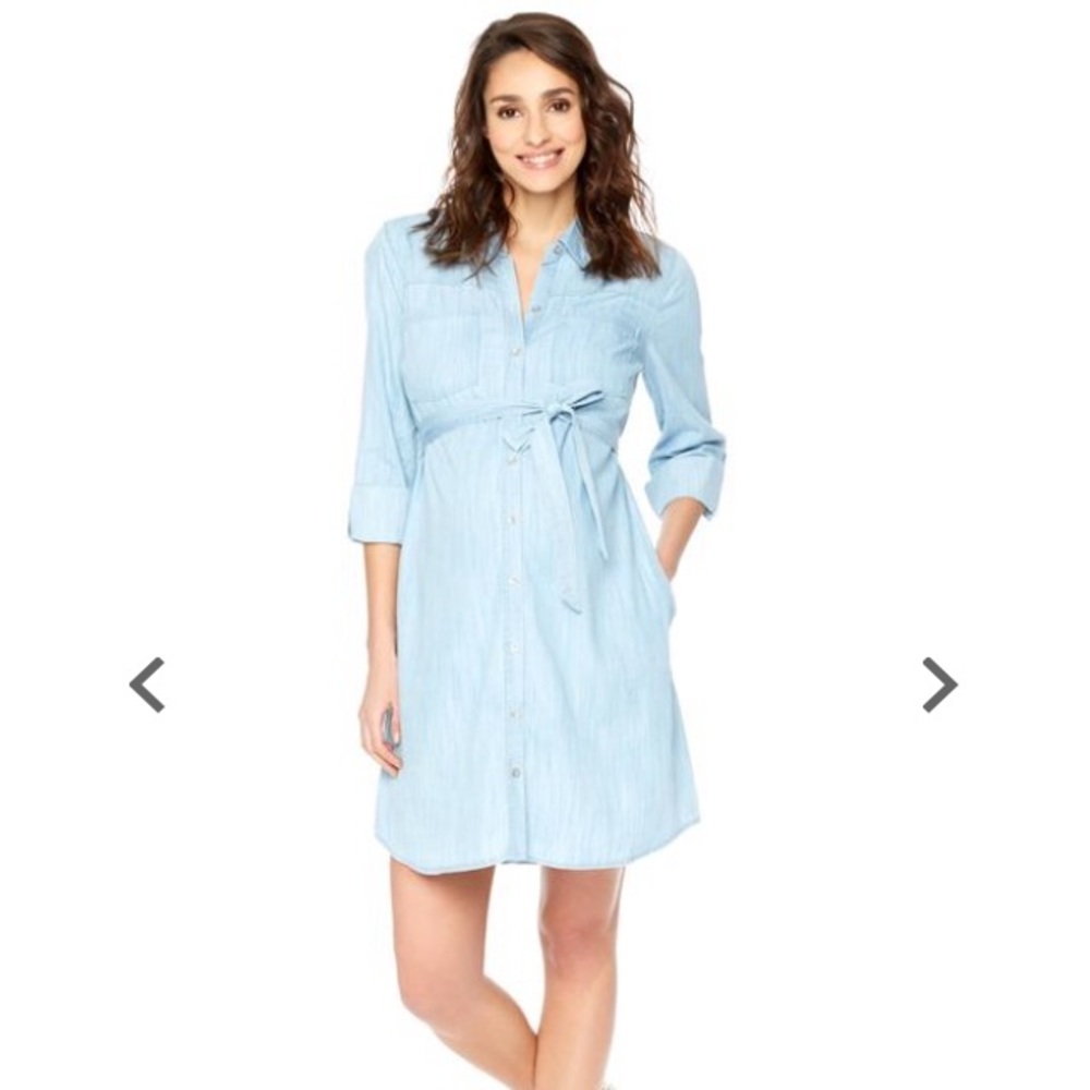 Maternity chambray shirt dress