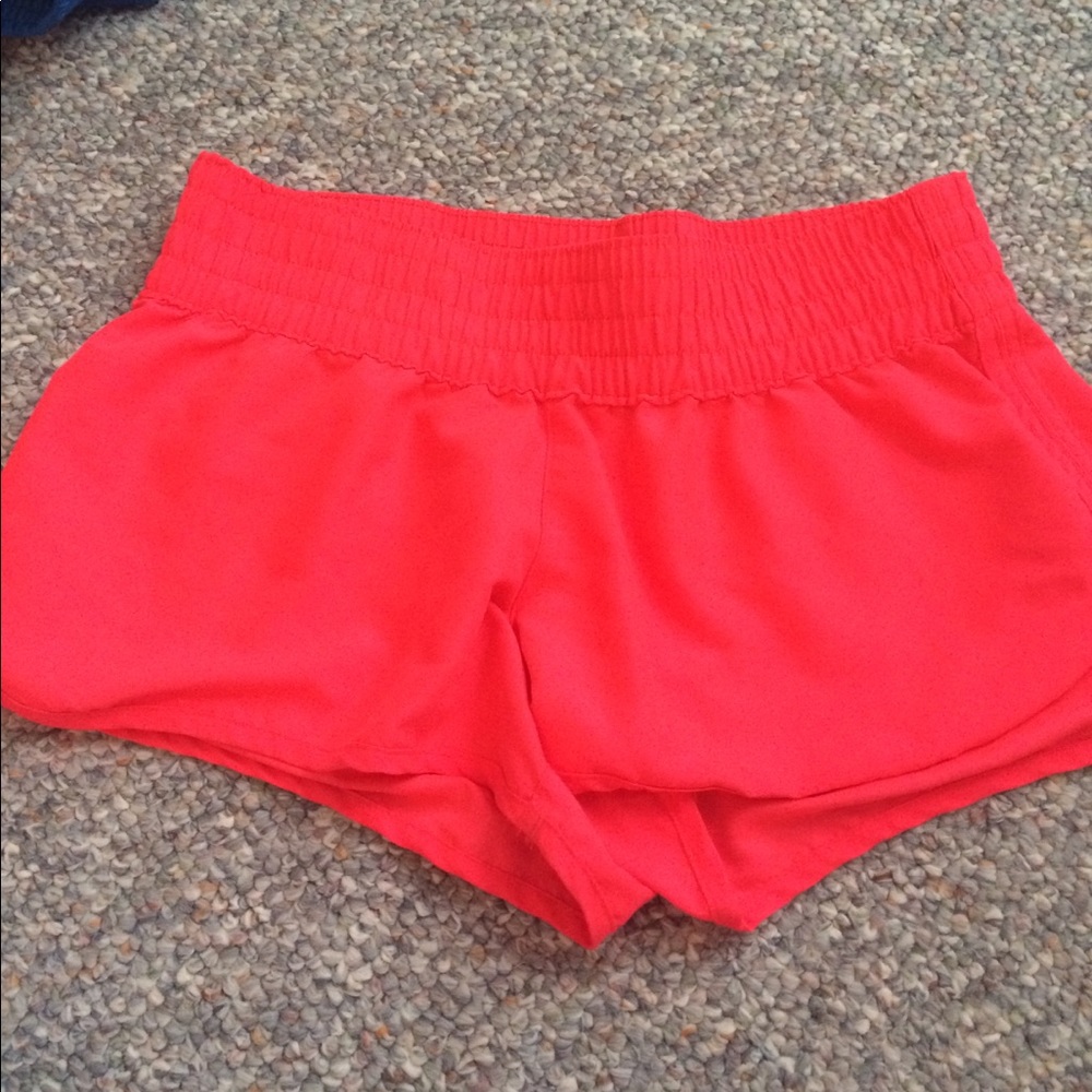 Pink/ neon coral athletic shorts