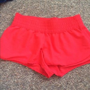 Pink/ neon coral athletic shorts