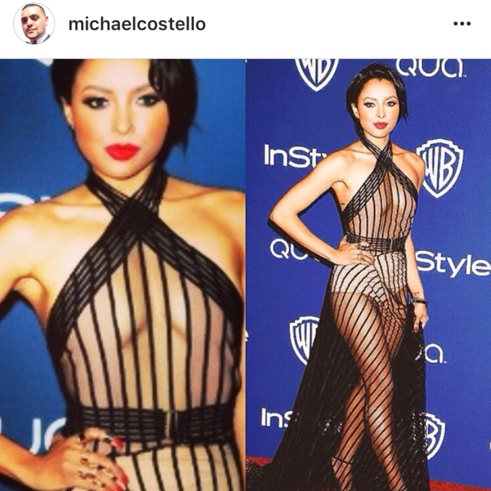 Beautiful Custom Made Sheer Michael Costello Gown - image 2