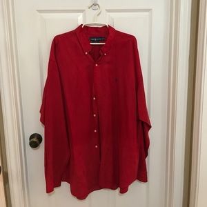 Ralph Lauren red silk long sleeve polo