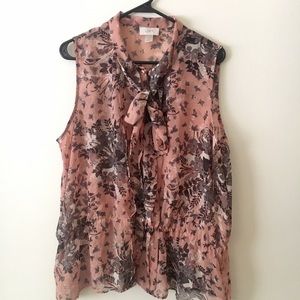 LOFT Bow Button Down Blouse