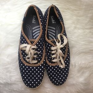 Navy and white polka for Keds