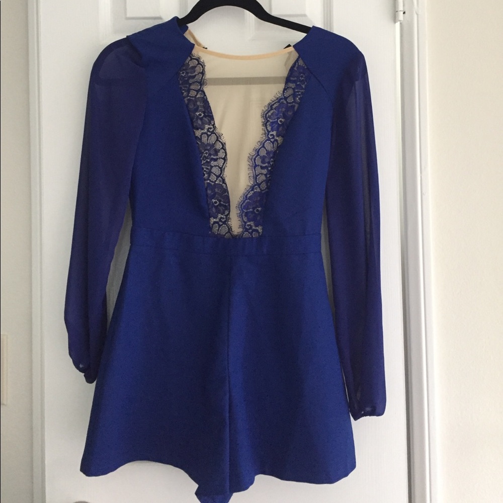 Royal blue lace romper