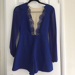 Royal blue lace romper