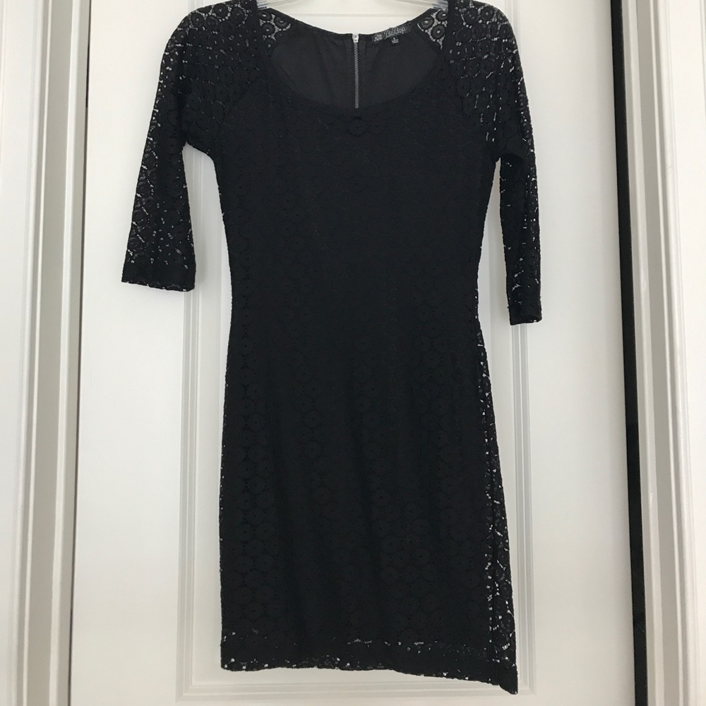 Black floral lace dress