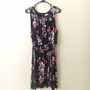 LOFT Floral Navy Blue Dress