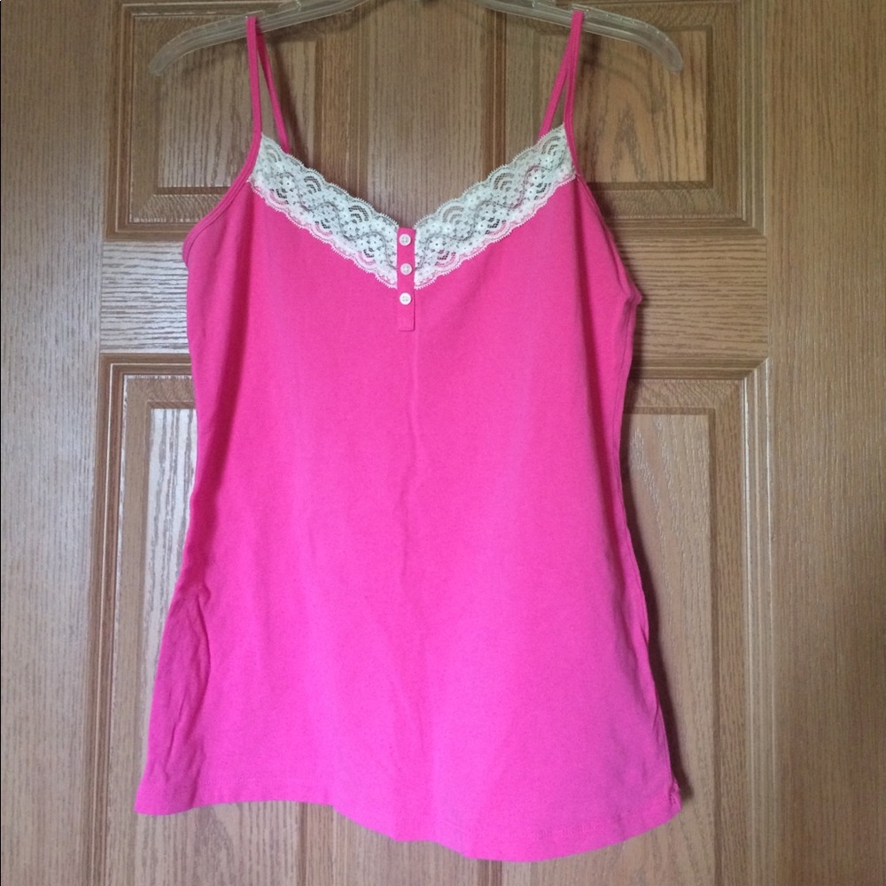 Old Navy pink cami with lace and button detail