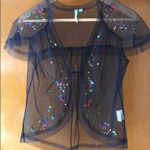 Sheer coat with sequin details