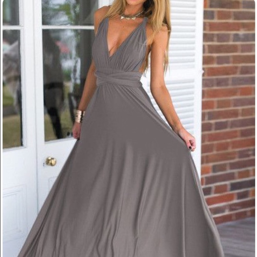 Grey Halter Maxi Dress