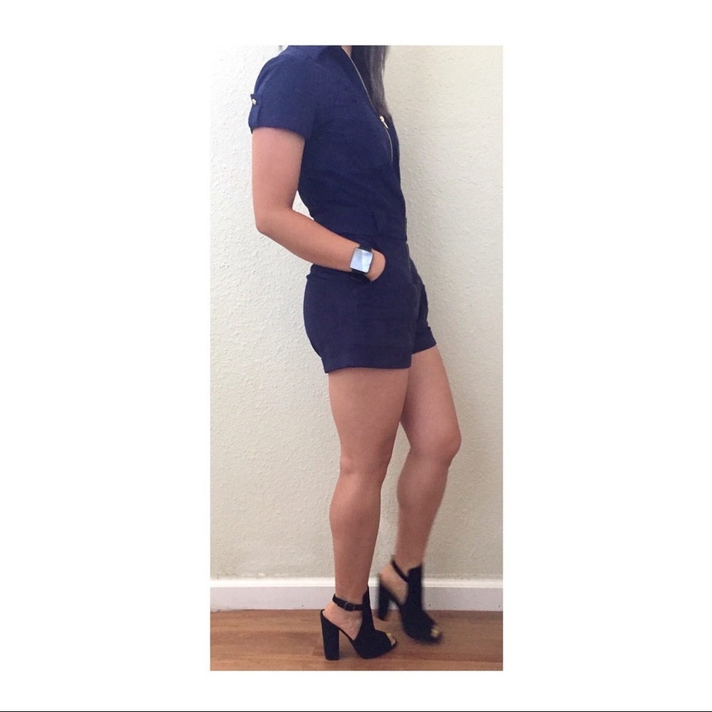 $108 Guess Anja navy blue faux suede romper XS