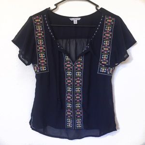 Sheer Embroidered Boho Top