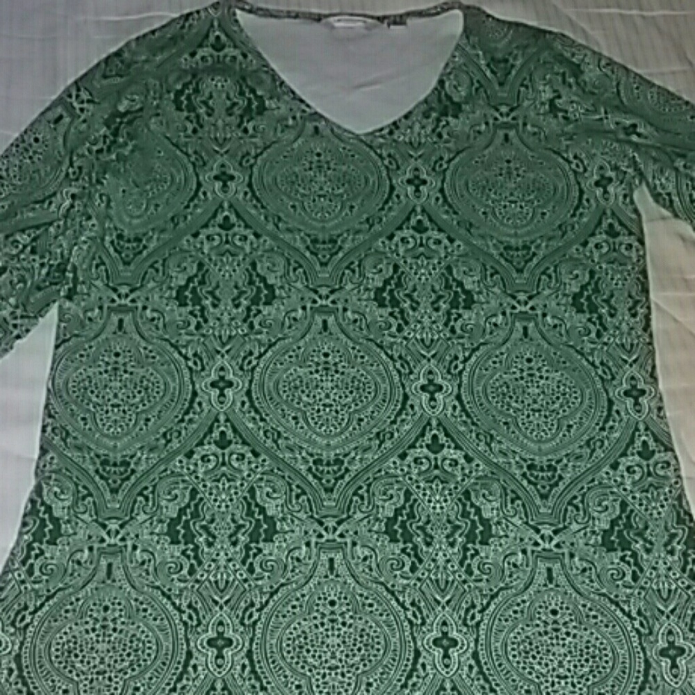 Liz Claiborne green batik cotton top, XXS