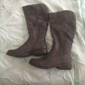 Grey faux suede boots