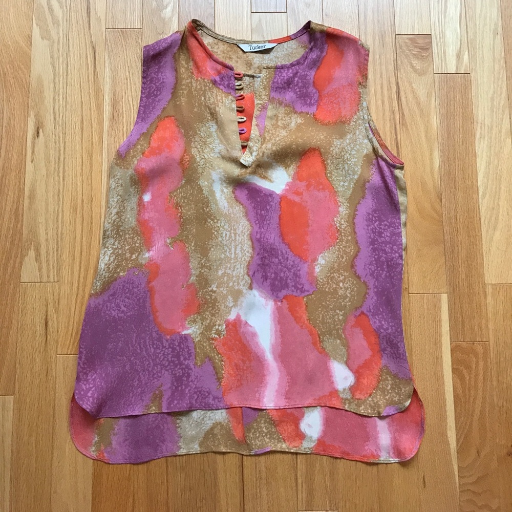 Tucker watercolor sleeveless blouse