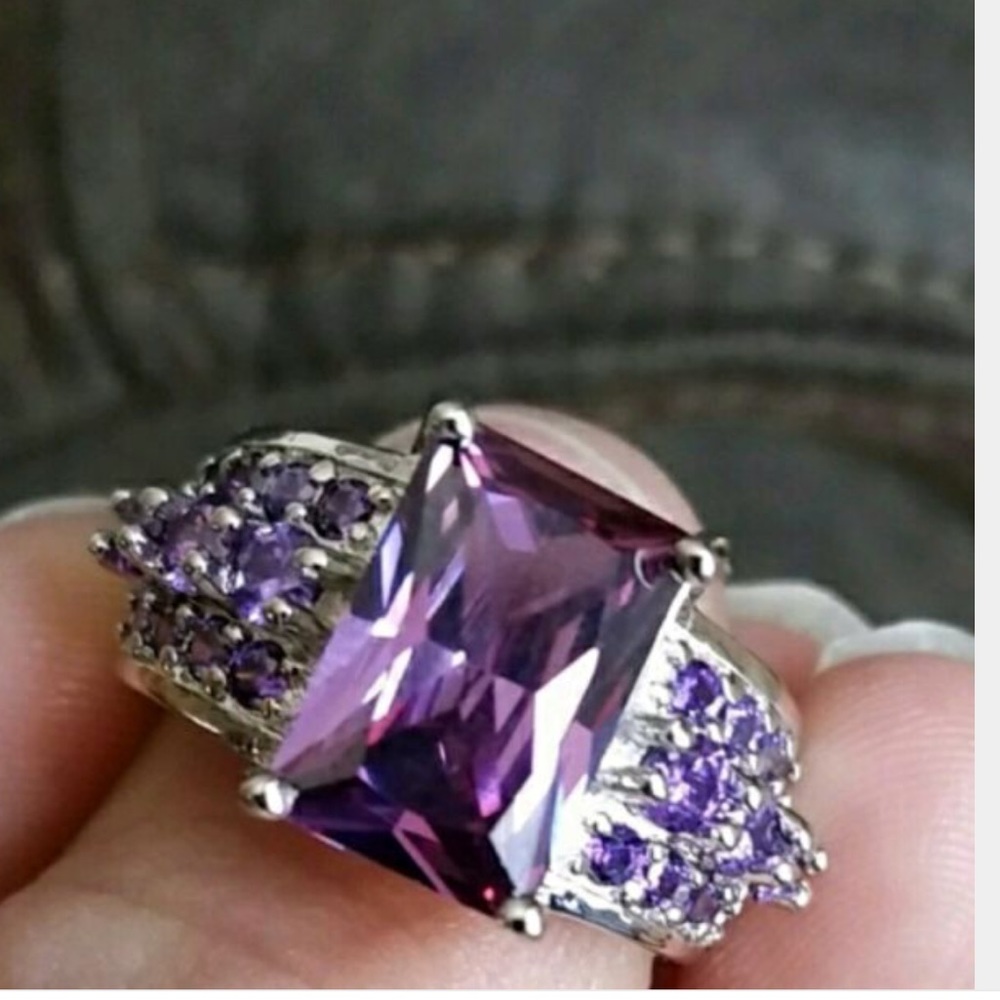 Women Purple & Silver Ring .925 Nwt - Picture 4 of 7