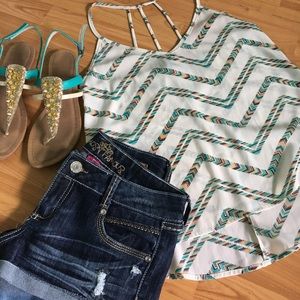 Aztec chevron style high-low women's shirt