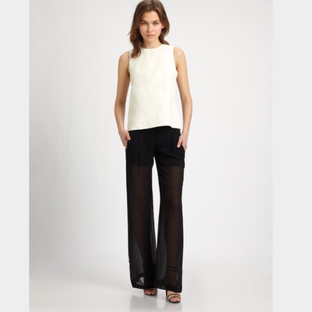 Vince black wide leg silk, sheer pants size 2