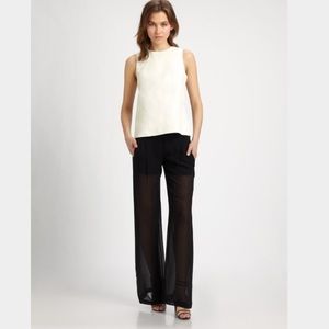 Vince black wide leg silk, sheer pants size 2