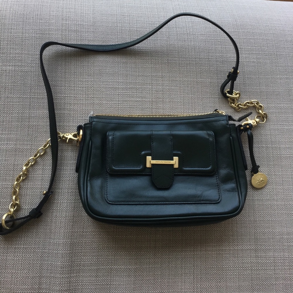 Brahmin leather and chain crossbody bag