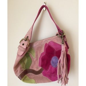 Coach suede & leather purse with flower design