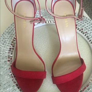 👠Express ankle strap red heels