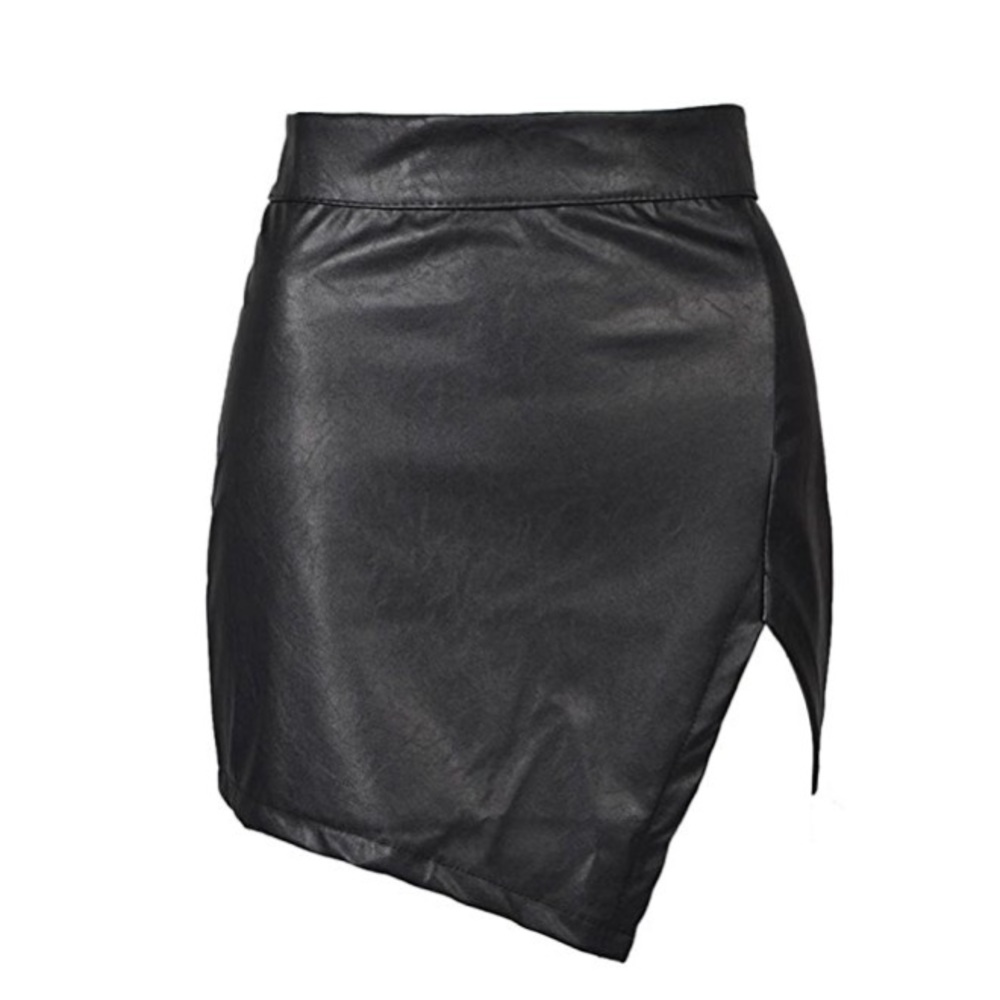 Black faux leather Asymmetrical skirt