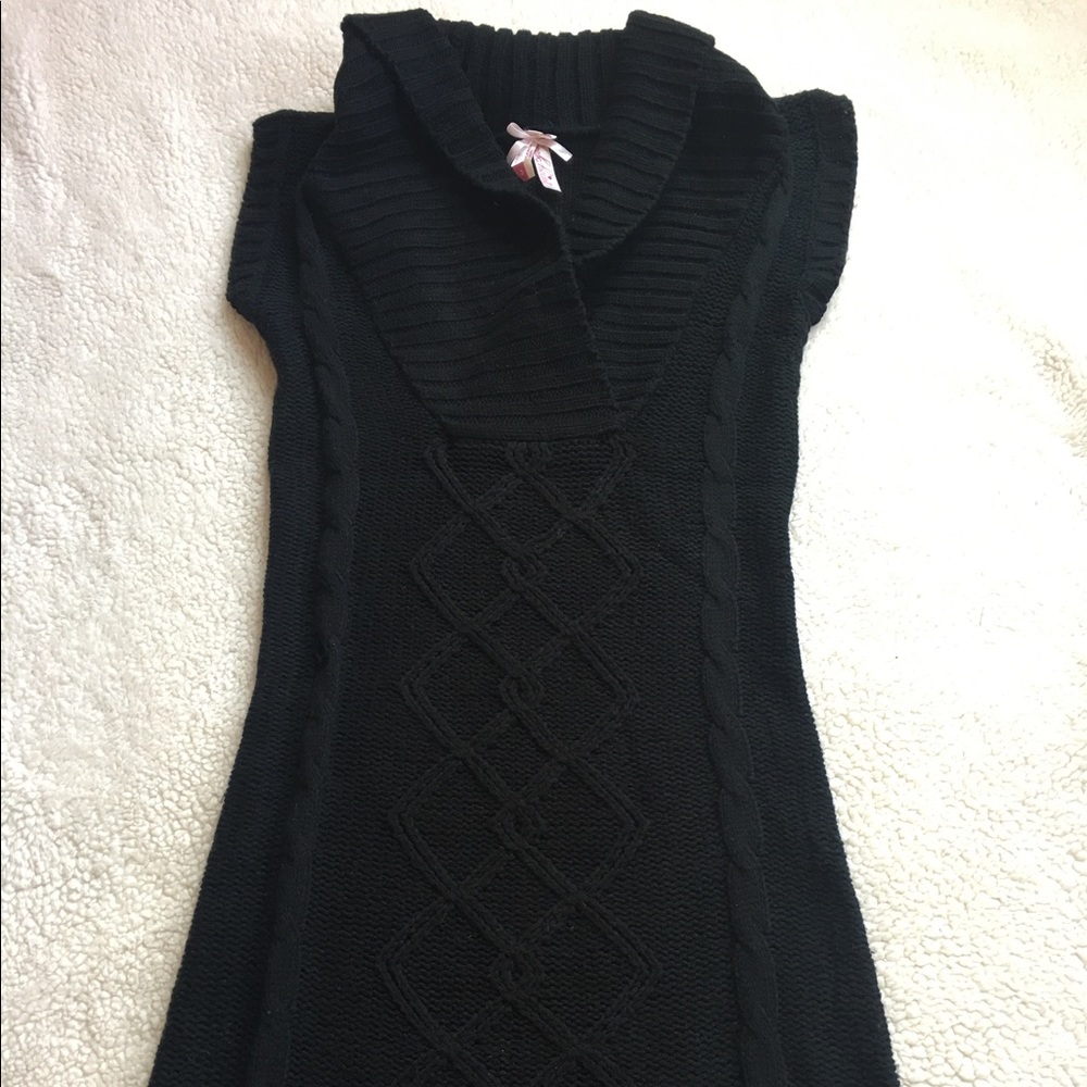 Black Cable Knit Sweater Dress