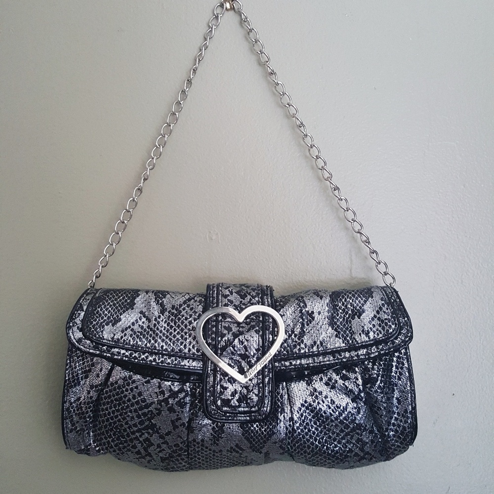 Betsey Johnson Metallic Python Clutch