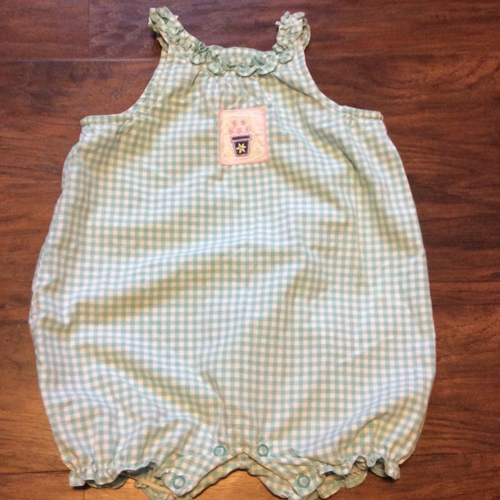 Sz 9m Baby Gingham Bubble Romper