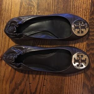 Tory Burch chocolate leather Reva ballet flats