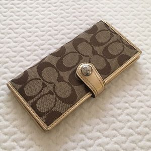 Coach gold wallet ("khaki & metallic") NWT
