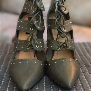 Gold studded gray booties from ShoeDazzle NWOT