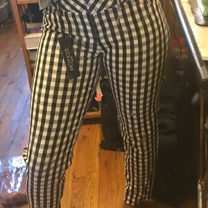 Black checkered express slacks
