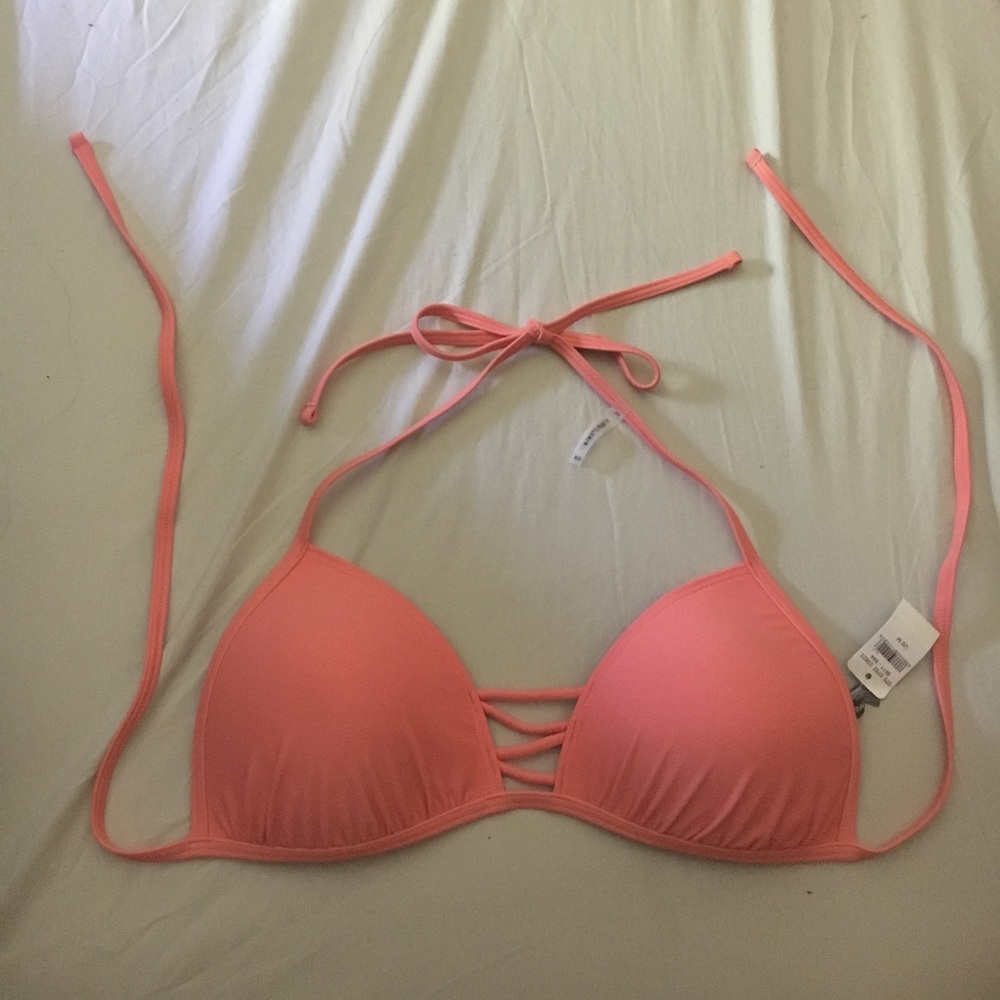 aerie perky triangle peach bikini top