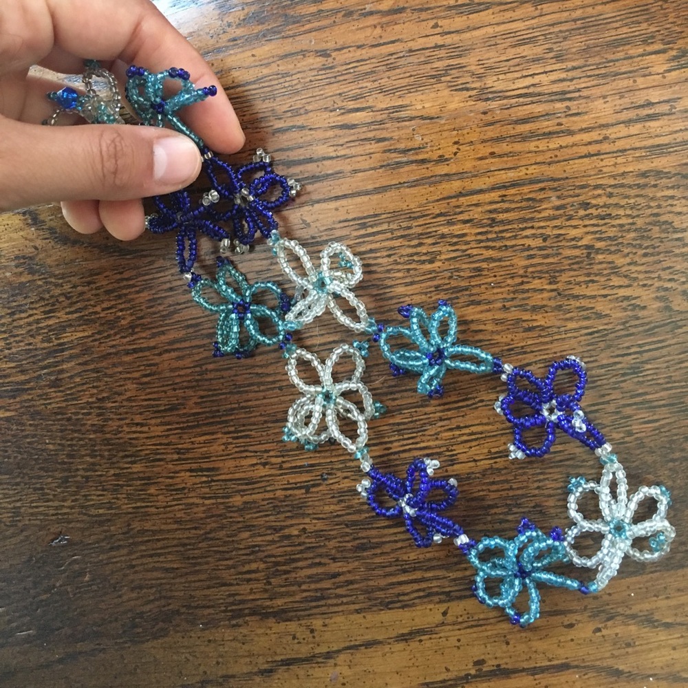 Blue flower necklace
