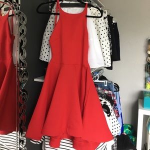 Backless red skater dress